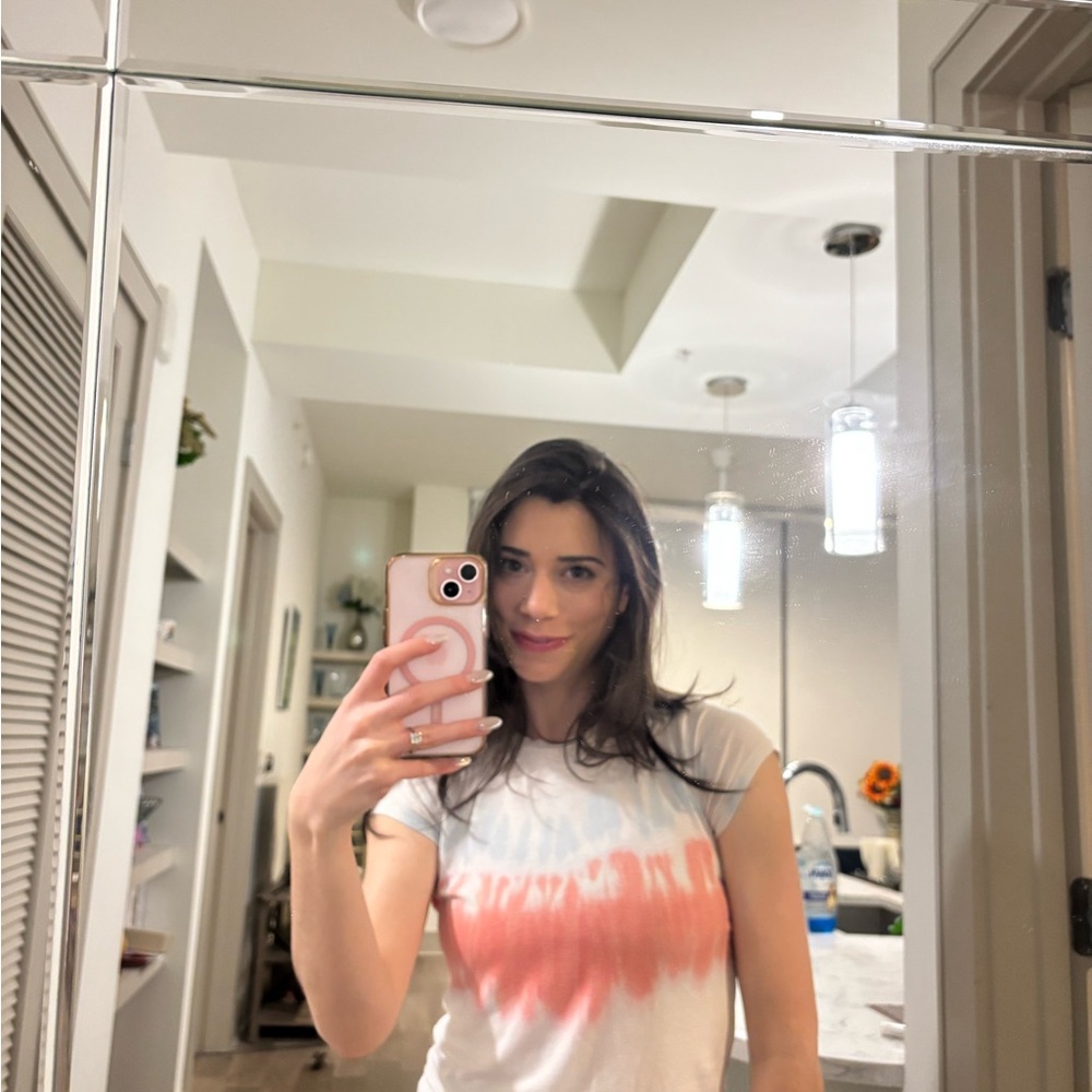 love, Fire Coral and White Tie-Dye Short Sleeve Tee